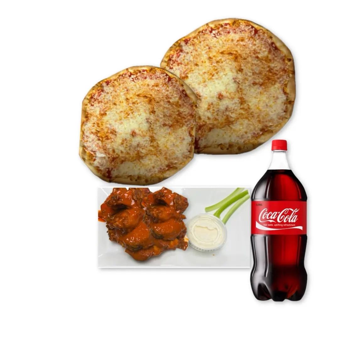 Football Combo 3 Two Large Cheese Pizzas 24 Wings 2 Liter Soda