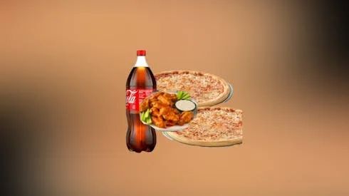 two medium pizzas - 12 wings - one 2 liter soda