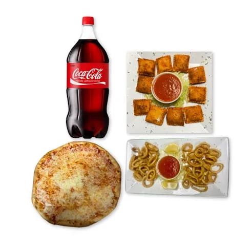 One Large Cheese Pizza, Fried Calamari (10) Fried Raviolis & 2-Liter Of Soda