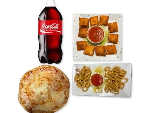 One Large Cheese Pizza, Fried Calamari (10) Fried Raviolis & 2-Liter Of Soda