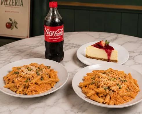 Two Pasta dishes One Dessert & One 2-Liter Of soda