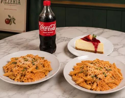 Two Pasta dishes One Dessert & One 2-Liter Of soda