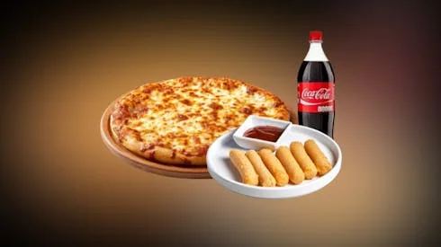 One Large Cheese Pizza (10)Mozzarella Sticks & One 2-Liter Of Soda